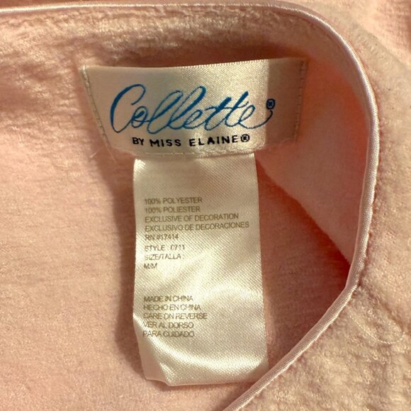 Miss Elaine Collette Fleece Front Zipper Pink Robe NWT Medium Embroidered Flower - Picture 7 of 7